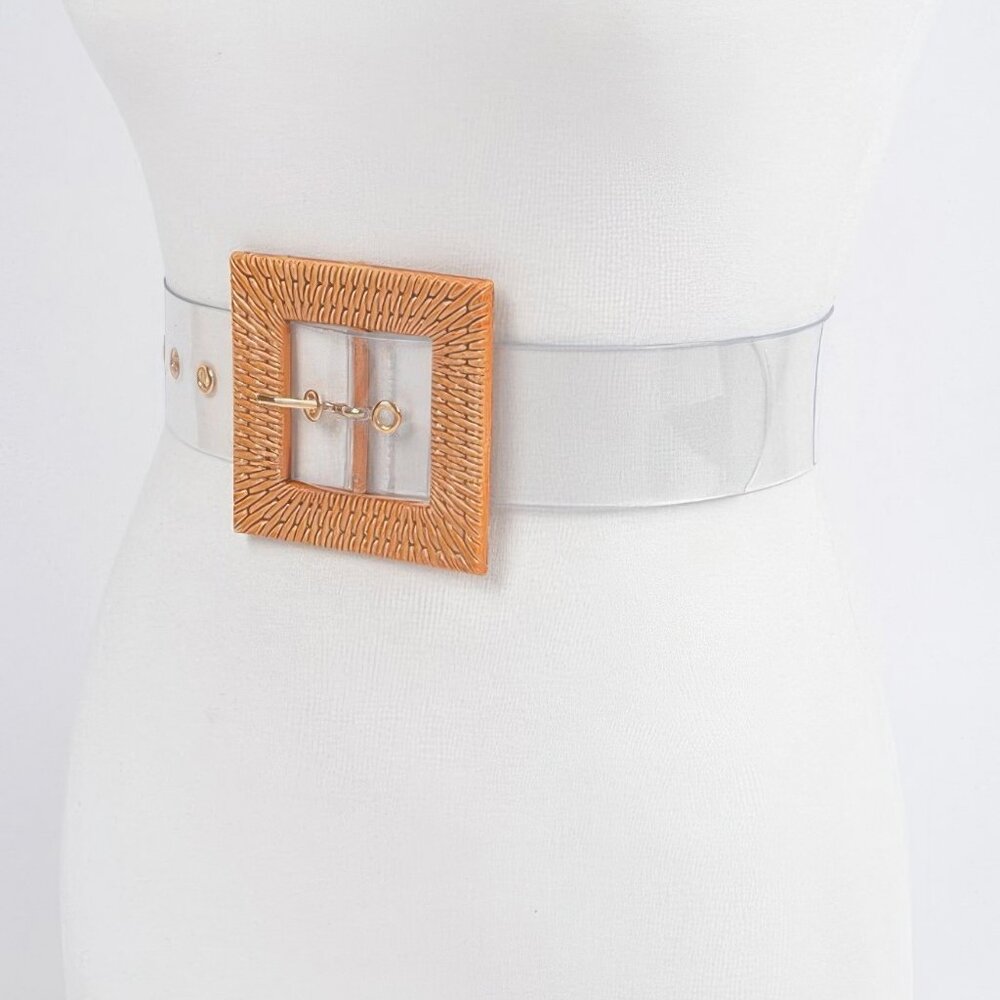 Faux Bamboo Buckle Plus Size Transparent Belt - Picture 2 of 4
